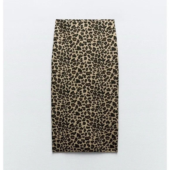 Zara Animal Print Stretch Knit Skirt - Picture 4 of 8